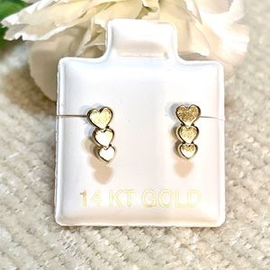 Solid Yellow Gold 14 Karat Heart 3x8mm Earring